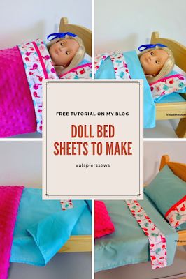 Doll bed sheets Doll Bed Sheets Diy, Doll Bedding Pattern, Doll Bed Sheets, Diy Doll Bedding, Dolls Bedding, Sew Doll Clothes, Doll Bed Diy, Doll Blankets, Ikea Doll Bed