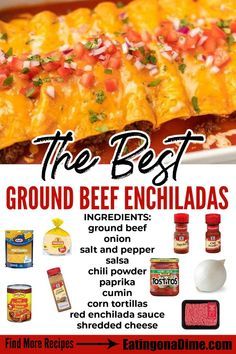 Beef Enchiladas Corn Tortillas, Easy Enchilada Recipe, Easy Beef Enchiladas, Beef Enchilada Recipe, Ground Beef Enchiladas, Enchilada Ingredients, Easy Enchiladas, Easy Ground Beef, Enchiladas Recipe