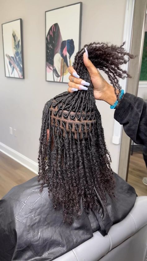 If your goal is to reduce shrinkage and add on a few inches while still going through the early 2 strand starter loc phases instead of… | Instagram Starter Locs Styles Relaxed Hair, Rectangle Part Locs, Two Strand Twist Starter Locs Triangle Parts, Dreads On Curly Hair, Two Strand Twist Starter Locs Long Hair, Loc Extensions Black Women, Starter Loc With Extensions, Small Two Strand Starter Locs, Small 4c Locs