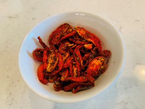 Make your own sun-dried tomatoes in the air fryer with some simple seasonings and the dehydrate setting. Tomatoes In Air Fryer, Dehydrating Tomatoes, Using Air Fryer, Fresh Tomato Recipes, Dehydrated Food, How To Dry Rosemary, Sun Dried Tomatoes, Tomato Pasta, Tomato Recipes