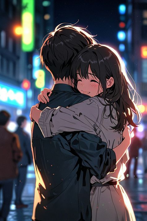 Romantic Anime Wallpaper, Hug Wallpaper, Two Anime Characters, Sweet Couple Cartoon, Radiating Love, All Out Anime, Anime Hug, Aesthetic Profile Picture Cartoon Soft, Sweet Hug