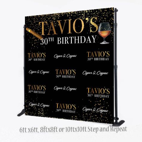 Black And Gold Backdrop, 50th Birthday Party Ideas For Men, Engagement Party Planning, Gold Backdrop, Step And Repeat, Diy Photo Booth, Birthday For Him, Photo Booth Backdrop, 25th Birthday