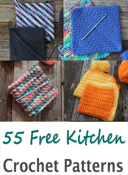 Try some of these quick and easy kitchen crochet patterns. There are dishcloths, potholders, kitchen towels and more. Hot Pads Crochet, Kitchen Crochet Patterns, Moss Crochet, Chunky Crochet Baby Blanket, Crochet Blanket Sizes, Crochet Washcloth Free, Crochet Dish Cloth Free Pattern, Crochet Patterns Hats, Crochet Pot Holders Free Pattern