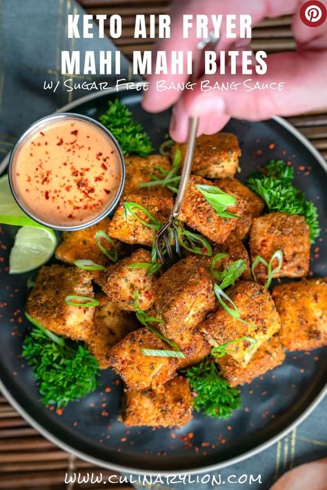 Easy Keto Air Fryer Mahi Mahi Bites - Culinary Lion Fish Bites In Air Fryer, Air Fryer Fish Bites, Keto Mahi Mahi Recipes, Air Fryer Mahi Mahi, Airfryer Keto, Mahi Recipes, Mediterranean Keto, November Recipes, Go To Recipes