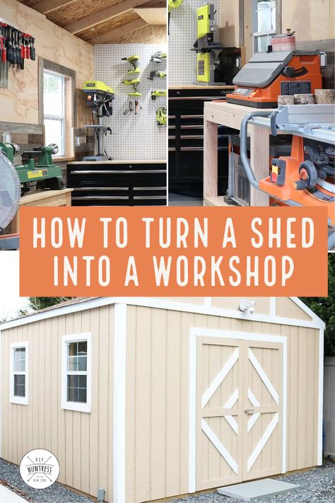 Build your own shed from the bottom up and turn it into a workshop. When you don't have a garage or dedicated workshop space, a shed as a workshop is a great alternative! #workshopspace #DIYworkshop Backyard Workshop, Diy Sheds, Sheds Ideas Backyard, Shed Workshop, Diy Shed Kits, Work Shop Building, Mobile Home Exteriors, Workshop Shed, Build A Shed