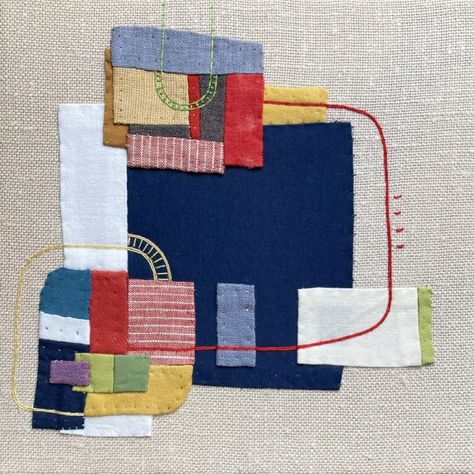 found fabric – textile art by barry passchier Textile Art Embroidery Hand Stitching, Abstract Textile Art, Fabric Textile Art, Textiles Art, Modern Quilt Blocks, Applique Art, Abstract Quilt, Textile Art Embroidery, Textiles Artwork