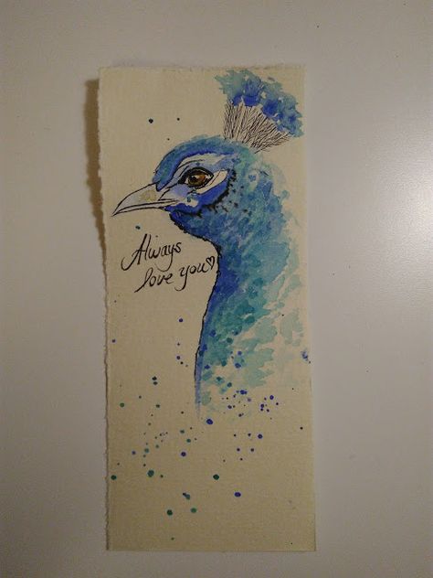 A peacock for my sister..  Watercolor bookmarks ; ) Peacock Bookmark, Book Marker, Color Peacock, Bookmark Ideas, Watercolor Bookmarks, Journal Diy, Casual Indian Fashion, Inspiration For Art, Bullet Journal Diy