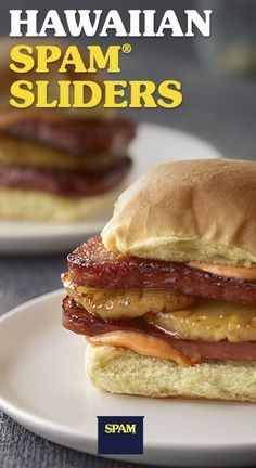 Spam Burgers Recipe, Simple Spam Recipes, Spam And Pineapple Recipes, Recipes For Spam, Spam Recipes Lunch, Spam Pineapple Recipe, Spam Sliders, Hawaiian Pupus, Spam Dishes