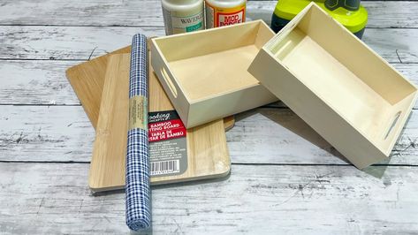 Dollar Tree Decorative Shelf DIY | Everything except the paint and glue came from Dollar Tree for this diy! I hope it inspires you! | By We Craft Around Diy Dollar Store Shelf, Diy Display Shelf, Wooden Box Crafts, Dollar Store Diy Decorations, Crate Crafts, Old Tool Boxes, Crate Decor, Wooden Box Diy, Shelf Diy