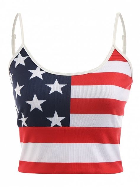 American Flag Cami Crop Top - MULTI XL American Flag Crop Top, American Flag Clothes, American Flag Tank Top, Flag Outfit, Cute Tank Tops, American Flag Shirt, Crop Top Shirts, Cami Crop Top, Cute Style