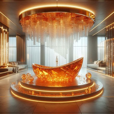 ✨💎 Immerse yourself in a world of fantasy and luxury with our AI-generated avant-garde bathtubs! Each high-resolution digital art piece showcases a unique bathtub crafted from pristine crystal, available in a mesmerizing array of colors. From the vibrant warmth of orange to the serene depth of blue, the regal allure of purple, and the refreshing brightness of green, these pieces are sure to inspire your interior dreams. 💎✨ 🛁 Swipe through our fantasy gallery and let your imagination run wild... Glamorous Bedrooms, Color Bathtub, Home Architect, Beautiful Bathtubs, Glamourous Bedroom, Fantasy Decor, Interiors Dream, Pinterest Ideas, World Of Fantasy