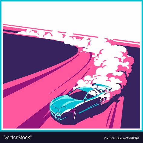 Car Doing Burnout Drawing, Racing Illustration, Car Japanese, Christus Tattoo, Car Vector Illustration, Lemon Car, Auto Illustration, Nice Wallpaper, Children's Drawing