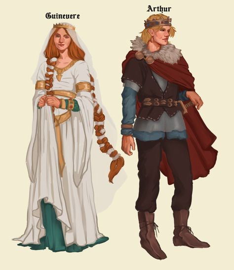 Shells n' Roses on Tumblr Medieval Clothing Reference, 1470s Fashion, Medieval Dress Art, Medieval King Art, Guinevere King Arthur, Arthur And Guinevere, Amazing Sketches, Medieval Princess, Royal Clothes