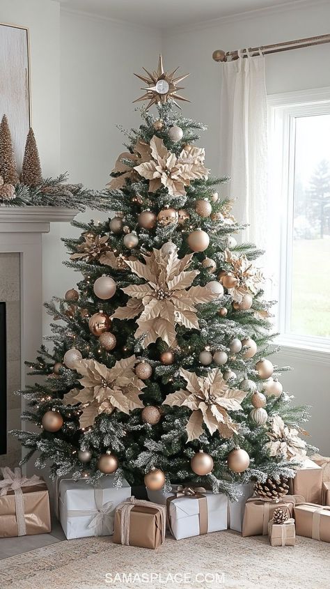 Discover 21+ gorgeous Christmas tree ideas for 2024 to make your home sparkle this season! Create a timeless look with classic red and green decor or opt for a chic vibe with silver, gold, or rose gold ornaments. For a cozy feel, try a rustic farmhouse theme featuring burlap ribbons and wooden accents. #ChristmasTreeDecor #HolidayTreeIdeas #Christmas2024Decor #FestiveTreeInspo Christmas Tree Colour Themes, Christmas Tree Gold And Green, Christmas Tree Gold And Silver, Christmas Tree Ideas 2024, Christmas Tree Ideas Classy, Rustic Xmas Tree, Rose Gold Ornaments, Themed Christmas Tree Ideas, Red And Green Decor