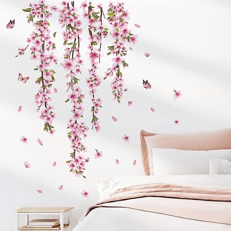 Pink Vines, Stick Wall Art, Wall Sticker Design, Nursery Mural, Wall Stickers 3d, Flower Wall Decals, Vine Wall, Floral Rosa, Painted Walls