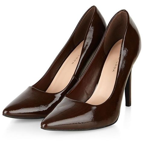 Brown Patent Pointed Court Shoes ($31) ❤ liked on Polyvore featuring shoes, pumps, high heel pumps, pointed toe high heel pumps, brown shoes, brown patent leather pumps en patent leather pointed toe pumps Brown High Heels, Pointy Pumps, Heels Brown, Pointy Toe Shoes, Patent Leather Shoes, Brown Shoes, Shoes Brown, Shoes High, Pointed Toe Shoes