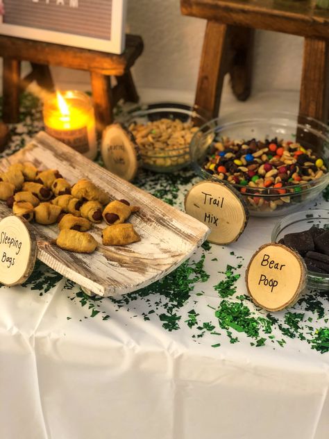 Bear Party Snacks, Bear Themed Food, One Happy Camper Party, Happy Camper Party, Woodland Baby Shower Theme Decorations, Mission Farewell, Woodland Baby Shower Food, Pony Ideas, Camping Theme Birthday Party