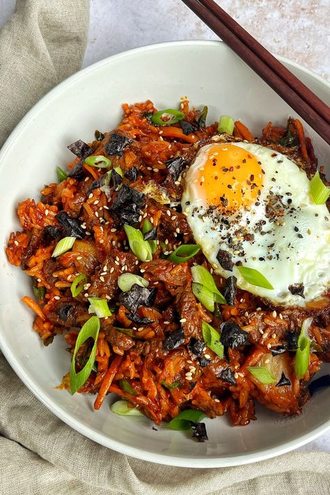 Bulgogi Fried Rice | Myriad Recipes Bulgogi Fried Rice, Fried Rice With Beef, Kimchi Rice, Sauce For Rice, Bulgogi Beef, Marinated Beef, Chili Paste, Bulgogi, Asian Flavors