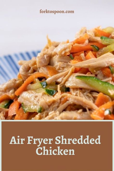 Air Fryer Shredded Chicken, Shredded Chicken Air Fryer, Shredded Chicken In Air Fryer, Leftover Chicken Air Fryer Recipes, Ip Shredded Chicken, Shredded Zucchini Recipes Air Fryer, Shredded Chicken Breast Recipes, Shredded Chicken Sandwiches, Air Fryer Recipes Chicken Breast