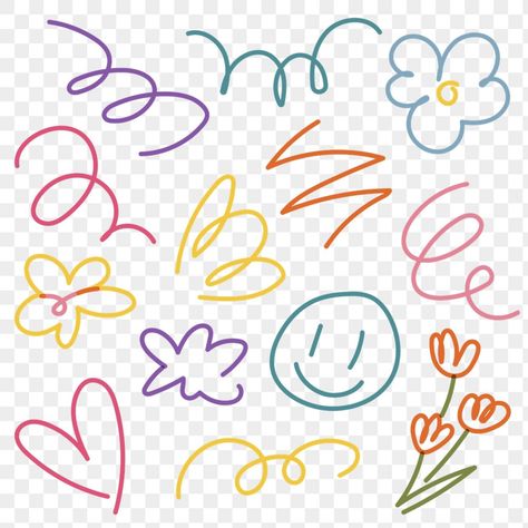 Doodle Face, Smile Emoji, Line Png, Doodle Png, Journal Elements, Doodle Stickers, Line Doodles, Online Scrapbook, Desain Buklet