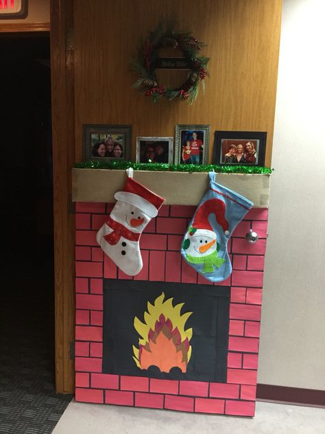 Santa Stuck In Chimney Door Decoration, Fireplace Door Decoration, Stocking Door Decoration, Christmas Doors, Christmas Door Decorating Contest, Classroom Doors, Door Decorating Contest, Christmas Bulletin, Decorating For Christmas