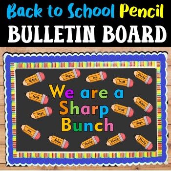 Welcome your students back to school with this  cute pencil themed bulletin board decor or door display, WE ARE A SHARP BUNCH! I This  simple-to-use back to school bulletin board includes Name Pencils in 6 different sizes and Letters (uppercase and lowercase cutout letters A-Z) and Numbers 0-9 The letters and graphics can be printed in both color  and black & white.Pencil themed Welcome Back Bulletin Board (Editable) - Bulletin Board Letters & NumbersThis pencil themed back to school bul Beginning Of The School Year Bulletin, Preschool Back To School Bulletin Board Ideas Kindergarten, Back To School Bulletin Boards Preschool Fall, Back To Preschool Bulletin Boards, We Are A Sharp Bunch Bulletin Board, Welcome To Pre K Bulletin Board Ideas, Welcome Back To School Bulletin Boards Preschool Open House, Pencil Bulletin Board Ideas, Welcome Back To School Bulletin Boards Free Printable