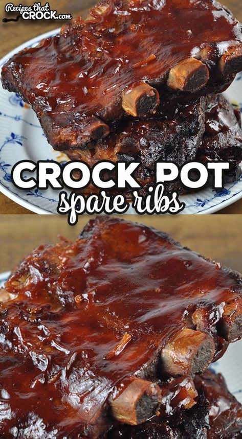 Pork Spare Ribs Recipe Crockpot, Beef Spare Ribs Crock Pot, Crock Pot Spare Ribs, Pork Spare Ribs Crock Pot, Short Ribs Crock Pot, Ribs Crock Pot, Pork Spare Ribs Recipe, Barbeque Pork, Chuck Roast Recipes