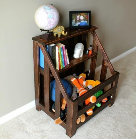 Kendra Storage Console (aka Bookshelf Toybox) DIY Stuffed Animal Storage Diy, Diy Toy Box Plans, Toy Box Plans, Diy Toy Storage, Bookcase Diy, Play Ground, Bookshelves Diy, Living Room Diy, Toy Box