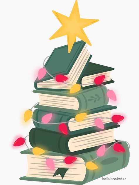 "bookish christmas tree" Sticker for Sale by indiebookster | Redbubble Christmas Tree Sticker, Bookish Christmas, Book Christmas Tree, Christmas Tree Drawing, Tree Sticker, Book Tree, Tree Clipart, Tree Stickers, Library Decor