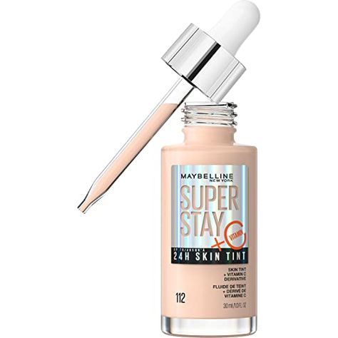 Maybelline Super Stay Up to 24HR Skin Tint, Radiant Light-to-Medium Coverage Foundation, Makeup Infused With Vitamin C, 112, 1 Count Superstay Maybelline, Maybelline Foundation, Brightening Skincare, Medium Coverage Foundation, Luminous Foundation, Maybelline Superstay, Shake Bottle, Maybelline Makeup, Skin Tint