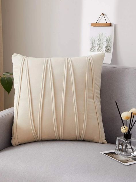 Plain Cushion Cover Without Filler | SHEIN USA Plain Cushions, Cushion Cover Designs, White Pillow, Living Room Pillows, Sofa Cushion Covers, Sofa Couch Bed, Stylish Home Decor, Stripe Pillow, White Pillows