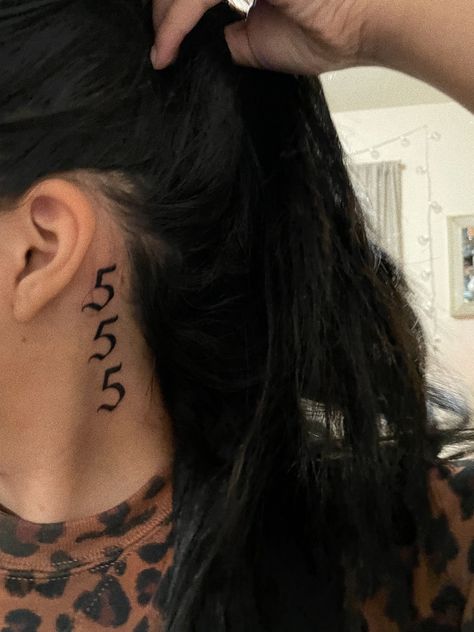 555 Behind Ear Tattoo, Behind Ear Angel Number Tattoo, 555 Angel Number Tattoo Ideas, 111 Tattoo Neck, 555 Tattoo Behind Ear, 55 Tattoo Number, 555 Neck Tattoo, Angel Numbers Neck Tattoo, 777 Angel Number Tattoo Behind Ear