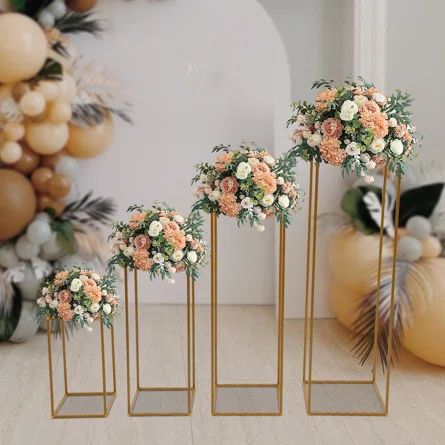 Mercer41 4Pcs Metal Flower Stand For Wedding Table Centerpieces | Wayfair Geometric Centerpiece, Table Centerpiece Flower, Aesthetic Plant, Plant Styling, Plants Illustration, Plant Arrangements, Flowers Centerpieces, Centerpieces Ideas, Plants Diy