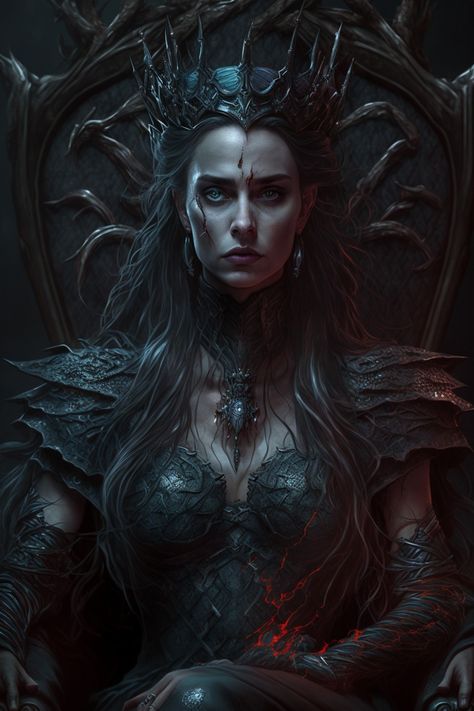 Evil Vampire Queen, Evil Queen Fantasy Art, Fantasy Evil Queen, Dark Fantasy Queen, Fantasy Queen Art, Unseelie Queen, Queen Fantasy Art, Hel Goddess, Evil Sorceress