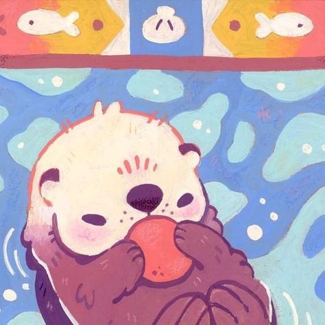 Rowan Kingsbury on Instagram: "One of the many prints I will have available at @craftywonderland this weekend! Come by the Oregon Convention Center on the 3rd and 4th to say hi!  #art#cuteart#otter#cuteanimals#illustration" Otter Art Illustration, Cute Otter Art, Otter Graphic, Otter Character, Otter Design, Otter Illustration, Otter Art, Phone Widget, Cute Otter