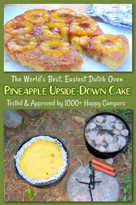 Dutch Oven Cake, Cake In Dutch Oven, Dutch Oven Cake Recipes, Dump Cake Recipes Dutch Oven, Easy Dutch Oven Desserts, Dutch Oven Dump Cake Recipes, Dutch Oven Dump Cake, Dutch Oven Dessert, Dutch Oven Pineapple Upside Down Cake