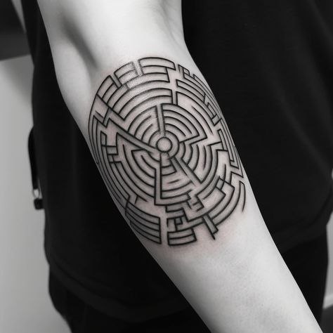 Symbolic Representation of a Maze or Labyrinth, Symbolizing the Challenges Faced in Life Labyrinth Tattoo Movie, Maze Tattoo, Tattoo Movie, Labyrinth Tattoo, Avatar Design, Labyrinth Maze, Elbow Tattoos, Symbolic Representation, Calm Water