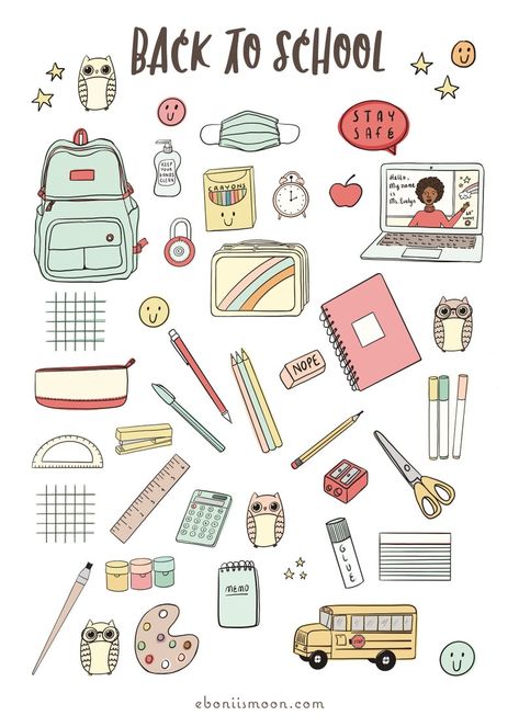 Buy School's in Session Sticker Set, School Supplies Haul Stickers, Upload Your Assignments Stickers, Star Student Stickers Online in India - Etsy Aesthetic School Stickers Printable, School Supplies Stickers Printable, Cute Back To School Drawings, Back To School Stickers Aesthetic, Aesthetic School Stickers, Stickers School Aesthetic, College Stickers Aesthetic, Cute School Doodles, School Aesthetic Stickers