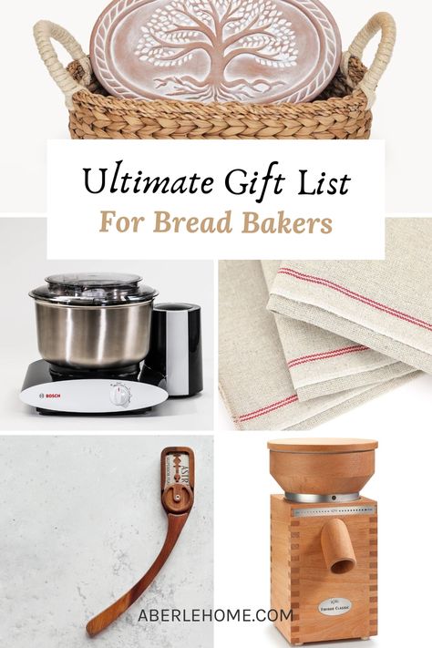 Ultimate List of Gifts for Bread Bakers Baked Goods As Gifts, Gifts For Bread Bakers, Bread Basket Ideas, Homemade Bread Gift, Unique Food Gifts, Baking Appliances, Tartine Bread, Bread Gifts, Bread Cookbook