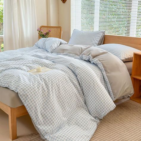 PRICES MAY VARY. King Duvet Cover Set: 3-piece king size duvet cover set includes one duvet cover king size 104” x 90” and two pillow shams 20” x 36”. Comforter/insert not included. Classic Gingham Charm: Elevate your bedroom decor with our gingham duvet cover in king size. The timeless light blue gingham pattern adds a touch of classic charm to your bedding ensemble. Premium Quality: Crafted from high-quality materials, our light blue gingham duvet cover is designed for durability and comfort. Gingham Duvet Cover, Bedroom 2023, Light Blue Gingham, Twin Size Duvet Covers, Plaid Bedding, Blue Grid, Queen Size Duvet Covers, Pattern Comforter, Blue Duvet