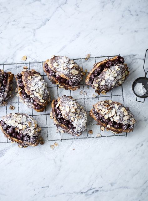 Cherry and Chocolate Croissants - Dish Twice Baked Chocolate Croissant, Custard Croissant, Croissant Cake, Chocolate Croissant Recipe, Savory Butter, Croissant Recipes, Cherry And Chocolate, Butter Syrup, Cereal Oatmeal