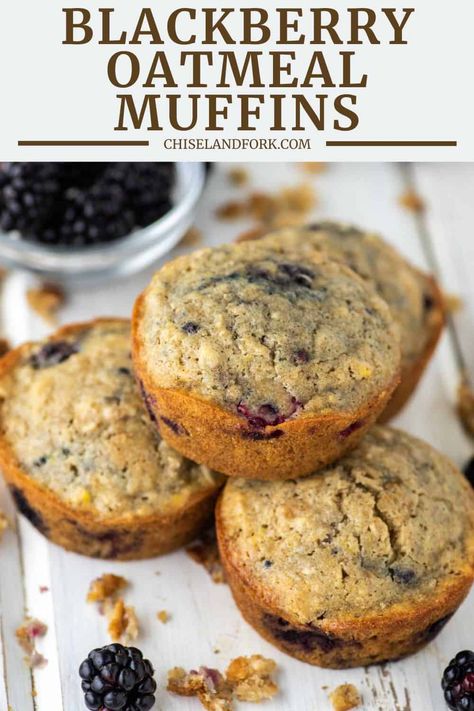 Blackberry oatmeal muffins are the perfect healthier breakfast with bursts of fresh blackberries in every bite. #blackberryoatmealmuffins #blackberrymuffins #oatmealmuffins | chiselandfork.com Delicious Muffin Recipes, Blackberry Oatmeal, Morning Glory Muffins Healthy, Double Chocolate Zucchini Muffins, Blackberry Muffins, Cinnamon Streusel Muffins, Banana Carrot Muffins, Mini Banana Muffins, Strawberry Muffin Recipes