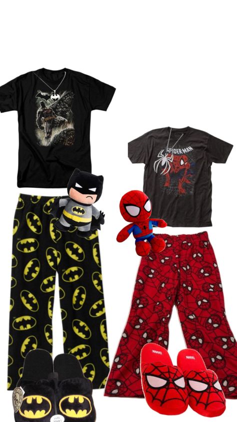 Batman and spiderman matching pjs #spiderman #batman #matching #pjs #matchingpjs Matching Pjs Spiderman, Pjs Spiderman, Spiderman Pjs, Spider Man Pjs, Batman Pjs, Couple Pjs, Batman And Spiderman, Pj Ideas, Spiderman Pajamas