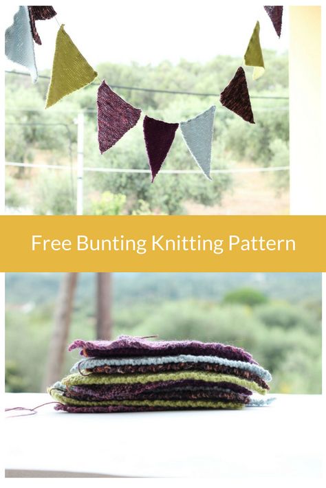 Bunting Free Knitting Pattern Stocking Stitch Knitting, Knitted Bunting, Knit Decor, Free Knitting Patterns For Women, Bunting Pattern, Loop Knitting, Trendy Knitting, Easy Knitting Projects, Knitting Patterns Free Hats