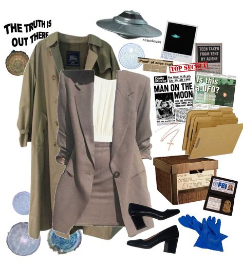 Dana Scully inspired X-files look X Files Fashion, Scully X Files Outfits, X Files Scully Outfits, X Files Halloween Costume, Dana Scully Makeup, Dana Scully Outfit, Scully Outfit, Dana Scully Aesthetic, Dana Scully Costume