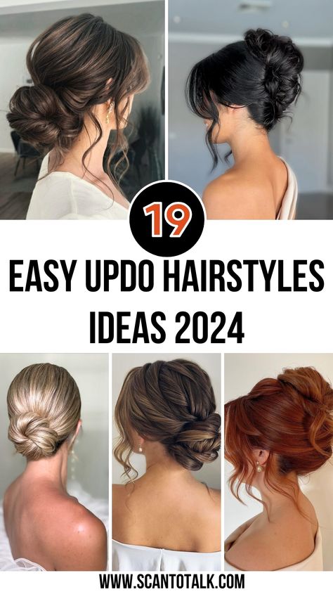 19 Easy Updo Hairstyles Effortlessly Chic for Every Occasion – Scan to Talk Easy Beautiful Updos For Long Hair, Updos For Family Pictures, Simple Updo Tutorial For Long Hair, Formal Updo How To, Minimal Updo Hairstyles, One Side Up Hairstyles Medium Hair, Semiformal Hair Updo, Elegant Hairstyles For Long Hair Updo, Updos Wedding Guest