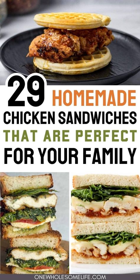 collage of chicken sandwich recipes. Best Chicken Sandwich Recipes, Rotisserie Chicken Sandwich Recipes, Homemade Chicken Sandwich, Sandwiches For Work, Sandwiches Chicken, Grilled Chicken Sandwich, Bbq Chicken Sandwich, Grilled Bbq Chicken, Chicken Sandwich Recipes