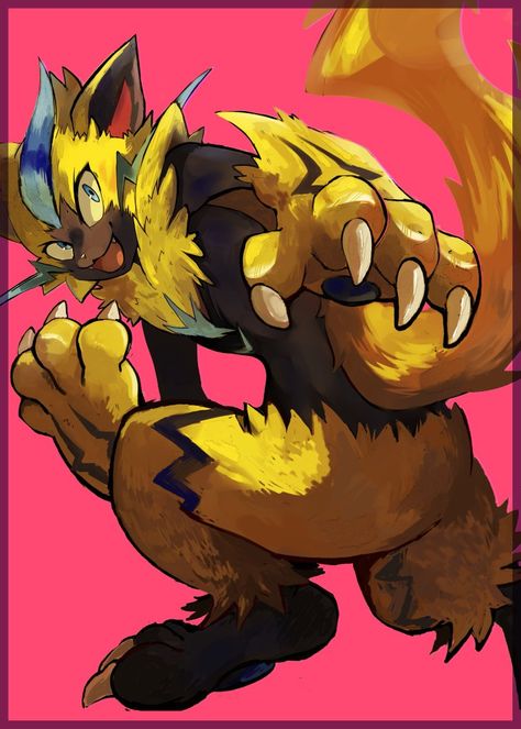 Buff Pokemon, Zeraora Pokemon, Zeraora Art, Legendary Pokemon, Oc Pokemon, Pokémon Art, Pokémon Stuff, Pokemon Special, Creative Background