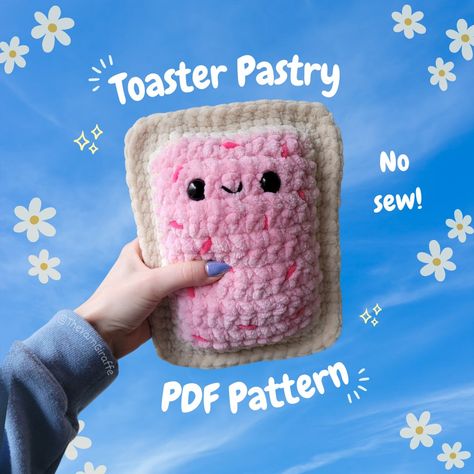 Toaster Pastry Crochet Pattern, No-sew, Crochet Pillow Pattern, Crochet Pop Tart Pattern, Crochet Plushie Pattern, Crochet Food, Amigurumi - Etsy Adorable Amigurumi Free Pattern, Cute Food Crochet, One Color Amigurumi, Crochet Pop Tart Free Pattern, Pop Tart Crochet Pattern, Cute Crochet Stuffies, Cute Crochet Ideas To Sell, Cute Small Crochet Projects, Popular Crochet Items To Sell