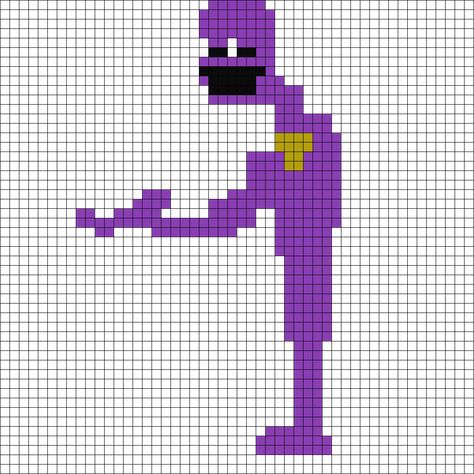 Purple Guy Perler Beads, Pixel William Afton, Fnaf Grid Art, Pixel Art Pattern Fnaf, Fnaf Pixel Art Grid Easy, Purple Guy Pixel, Fnaf Beads Pattern, Fnaf Perler Beads Pattern, Fnaf Pixel Art Grid